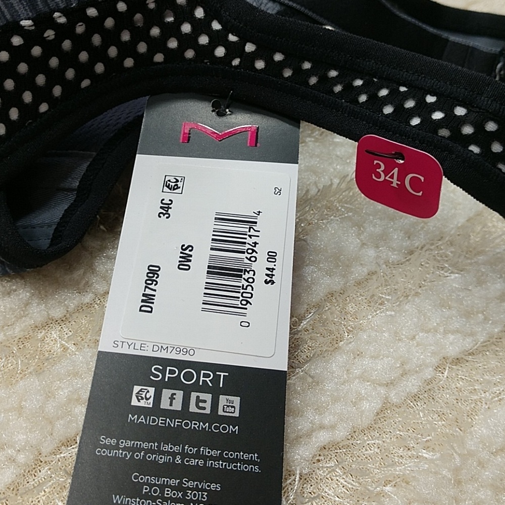 Maidenform Sport Bra Heather Black dot DM7990 34C - Picture 8 of 8